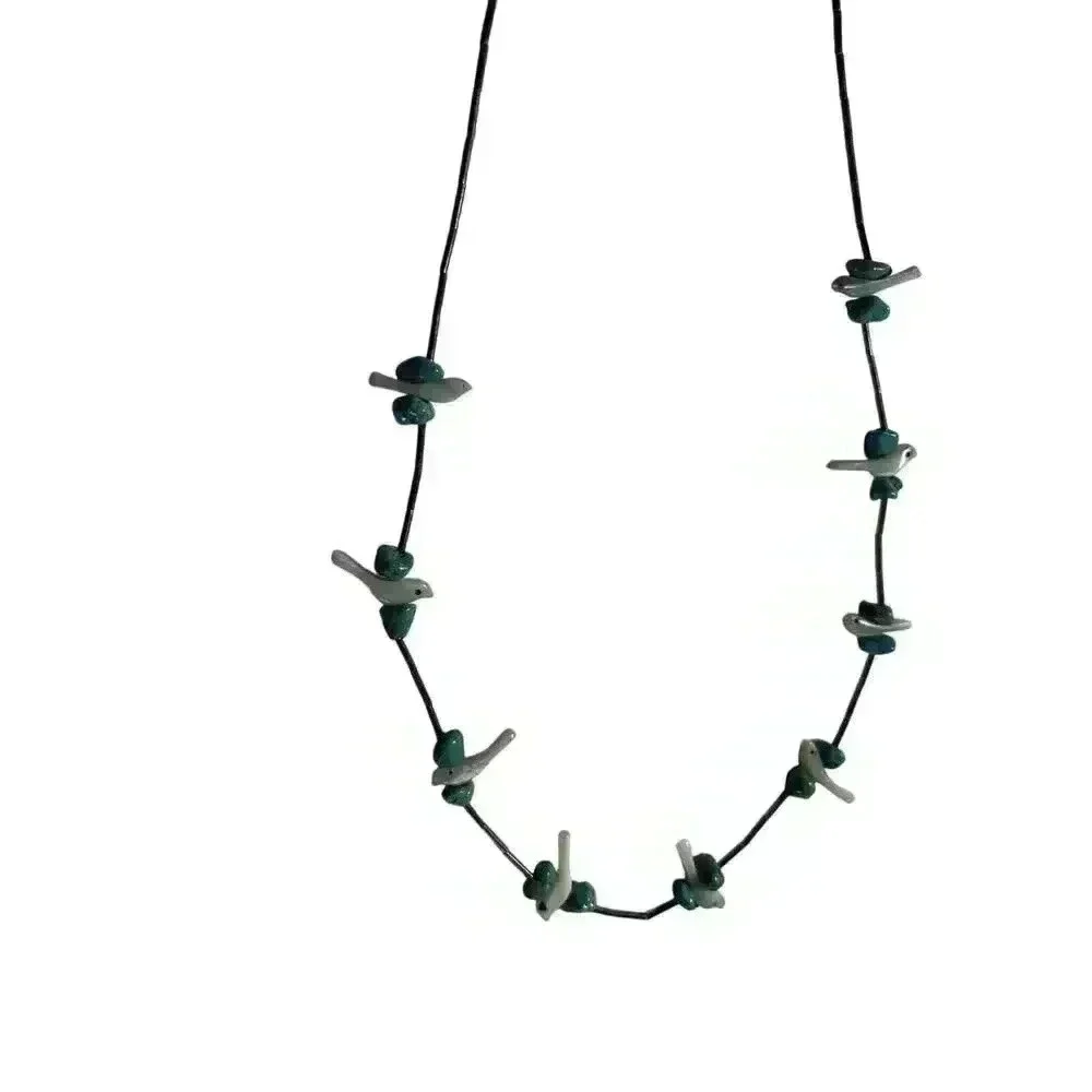 1970s South-West Style Liquid Silver & Mother-of-Pearl Turquoise Necklace